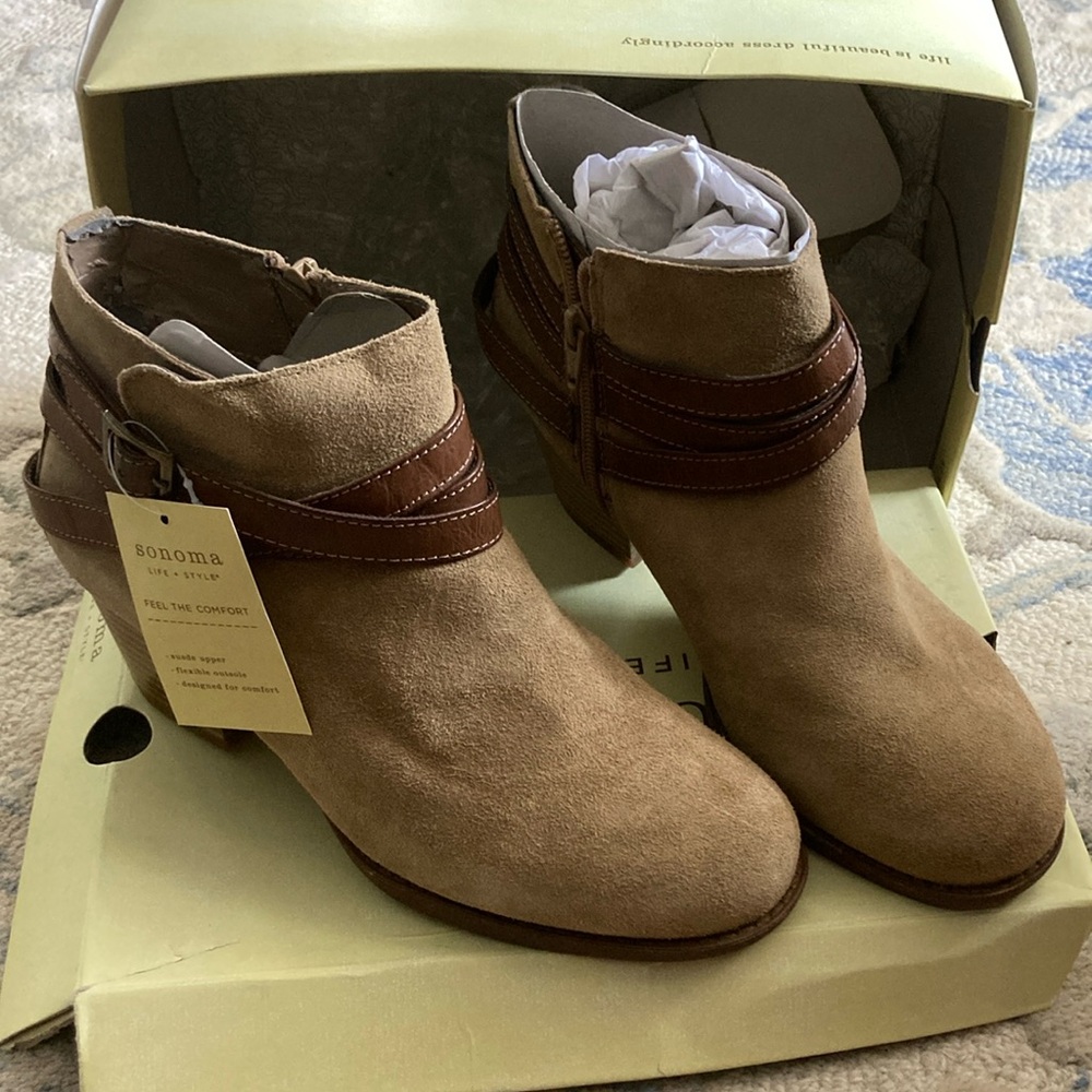Sonoma Suede Booties 8.5 Tan NEW